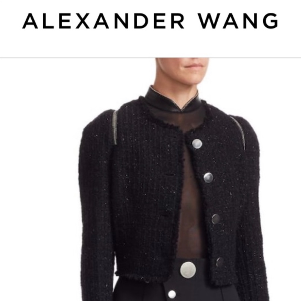 Alexander Wang Cropped Leather Jacket with Zipper Detail